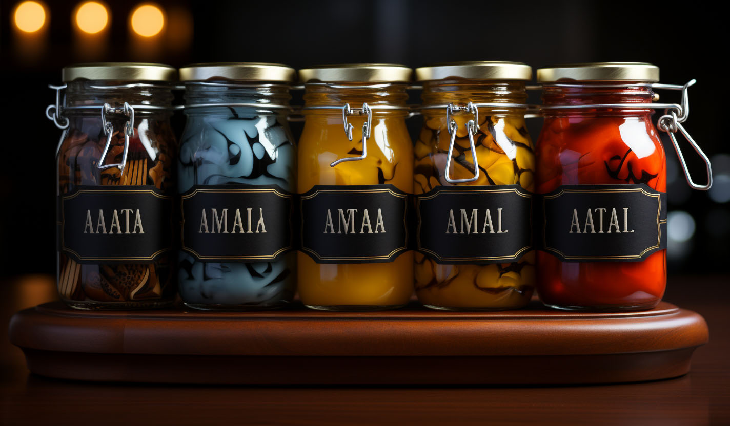 a-group-of-jars-filled-with-different-types-of-food